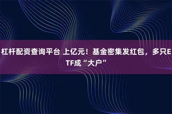 杠杆配资查询平台 上亿元！基金密集发红包，多只ETF成“大户”